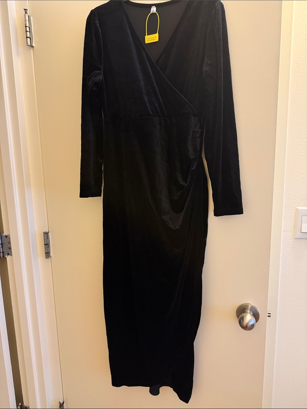 Classic Black Velvet Wrap Maxi Dress /maternity